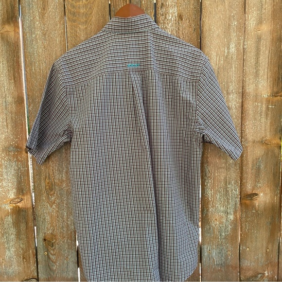 ARIAT Pro Series Men's Brown White Plaid Button Down Short Sleeve Shirt Medium - Picture 8 of 11
